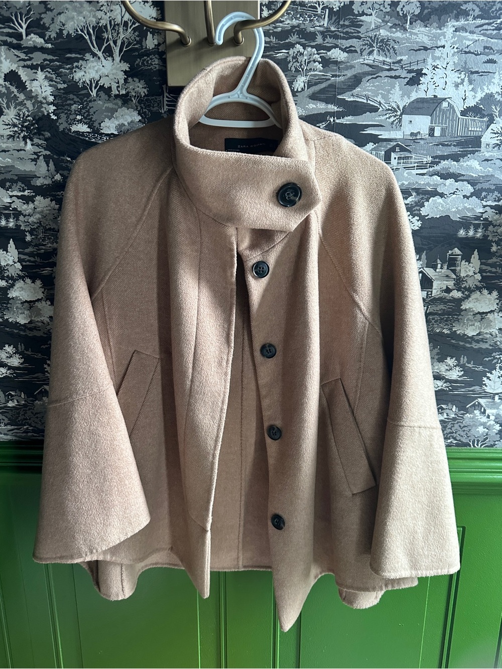 Zara high neck cape coat